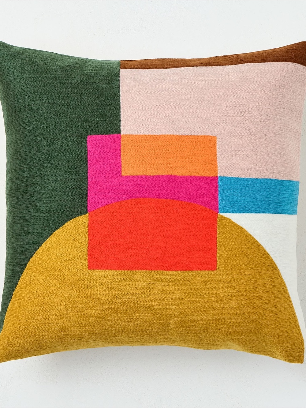 West Elm Half Moon Layered Blocks Pillow Cover - Dark Horseradish - NWT